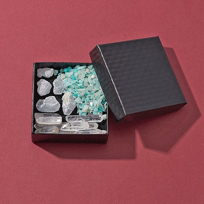 65g грубые необработанные натуральные смешанные наборы драгоценных камней, нет отверстий / незавершенного, самородки/чип, природный кристалл кварца и целестин/целестин и амазонит