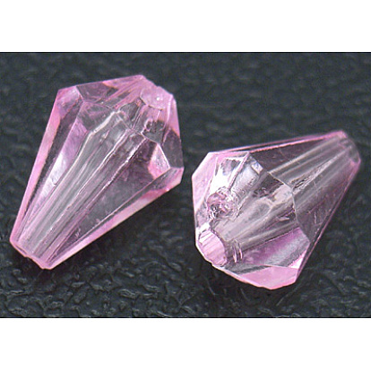 Transparent Acrylic Beads, Drop, Pink, Dyed, 9x6mm, Hole: 1.2mm, about 3134pcs/500g