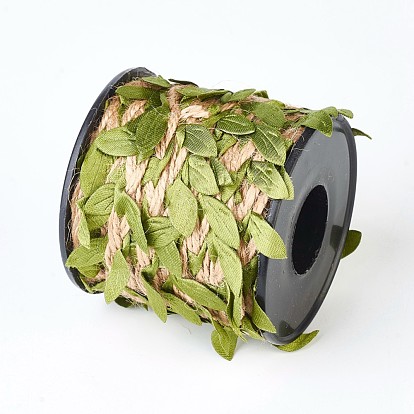 Leaf Trim Ribbon, with Jute String Twine, for DIY Craft Party Wedding Decoration