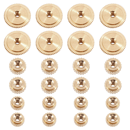 24шт. 3 стили латунная часовая гайка, плоско-круглые