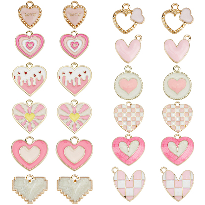 48 шт 12 стили подвески из сплава эмали, сердце прелести