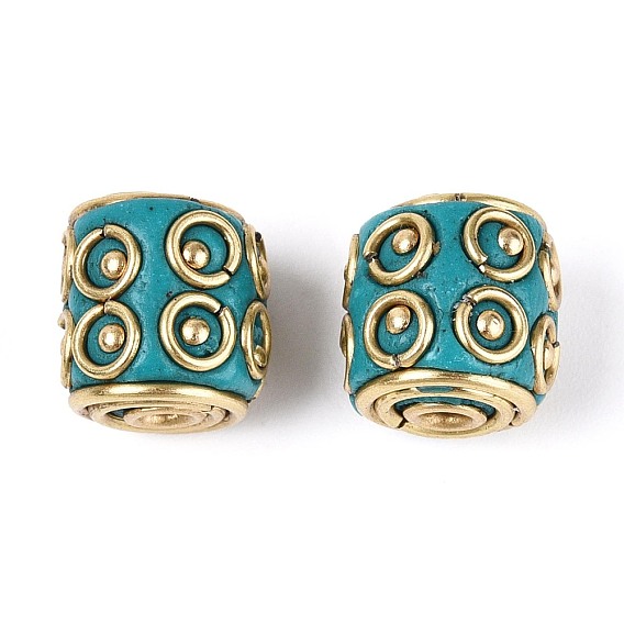 Индонезийские бусины ручной работы, колонка, с негальванизированной латунью