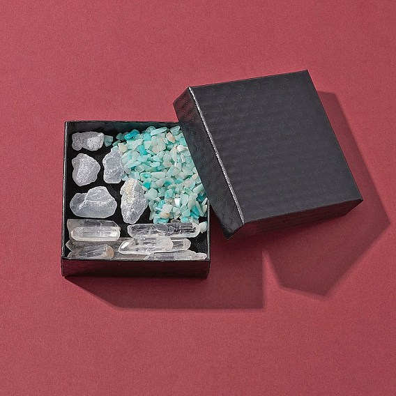 65g грубые необработанные натуральные смешанные наборы драгоценных камней, нет отверстий / незавершенного, самородки/чип, природный кристалл кварца и целестин/целестин и амазонит