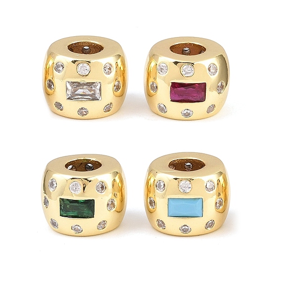 Латунные микро проложить Цирконий Европейский бисером, круглые, бусины с большим отверстием, долговечный, стойки покрытие, без свинца и без кадмия, реальный 18 k позолоченный