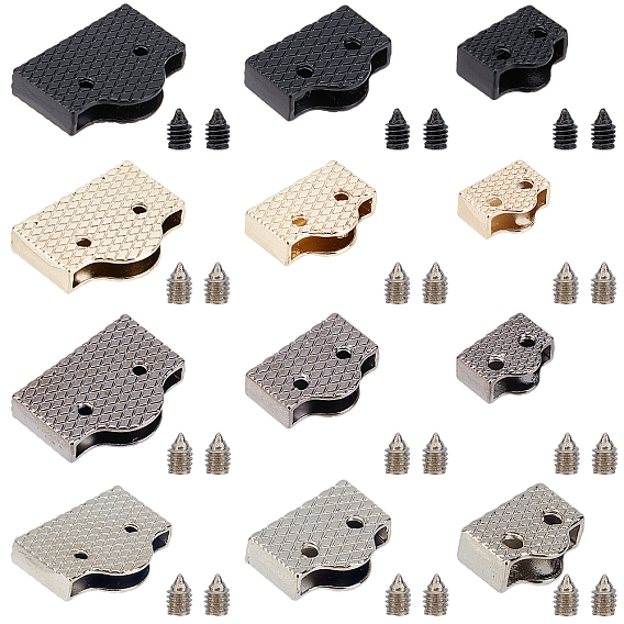 6 Sets 3 Style Iron Cord Ends, with Screws, Rectangle
