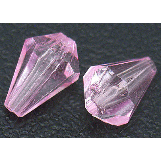 Transparent Acrylic Beads, Drop, Pink, Dyed, 9x6mm, Hole: 1.2mm, about 3134pcs/500g