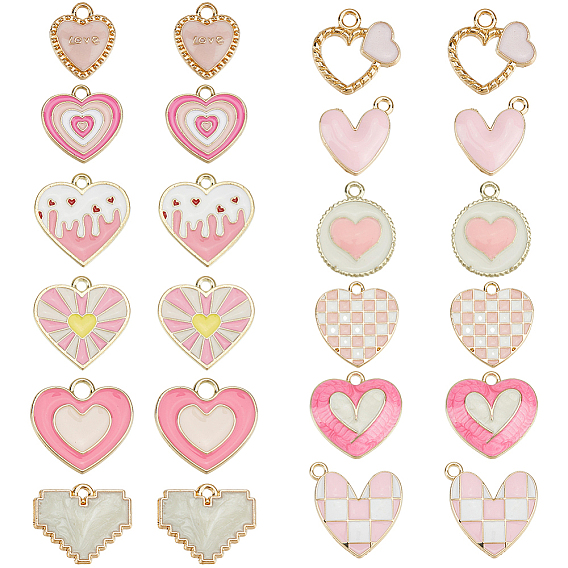 48 шт 12 стили подвески из сплава эмали, сердце прелести