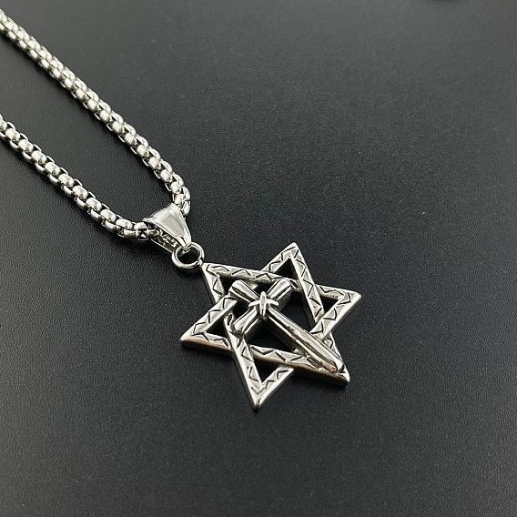 Стильные 304 подвески в виде креста из нержавеющей стали со звездой Давида в стиле панк-хип-хоп
