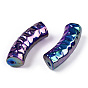 Acrylic Tube Beads, Curved Tube, AB Color Plated, Faceted