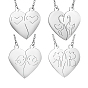 Stainless Steel Heart Pendant Necklaces, Valentine's Day Necklace Gift for Men Women, Heart/Animal/Lover/Flower Pattern