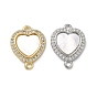 Шармы-соединители из латуни с микропаве из кубического циркония, сердечные соединения с натуральной белой раковиной, долговечный, стойки покрытие, без свинца и без кадмия