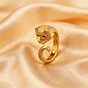 Anillos abiertos de latón con micropavé de circonitas cúbicas para mujer, forma de gato