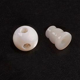 Natural White Shell Beads, 3-Hole Guru Beads, T-Drilled Beads, Buddha, Round