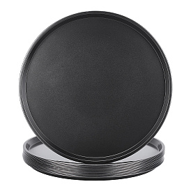 Plaque à pizza plate ronde antiadhésive cannelée en acier au carbone