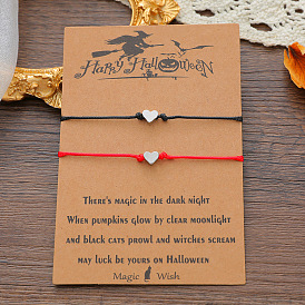 Spooky Love: Halloween Heart-Shaped Braided Couple Bracelet with a Twist!