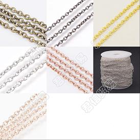 7цвета железные кабельные цепи, для изготовления ювелирных изделий DIY, с пластиковой катушке, несварные, овальные