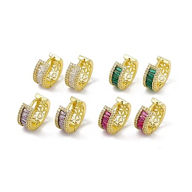 Прямоугольные серьги-кольца с кубическим цирконием, настоящие позолоченные украшения из латуни для женщин, без кадмия и без свинца