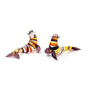 Handmade Lampwork Home Decorations, 3D Sea Lion Ornaments for Gift