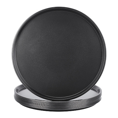 Plaque à pizza plate ronde antiadhésive cannelée en acier au carbone