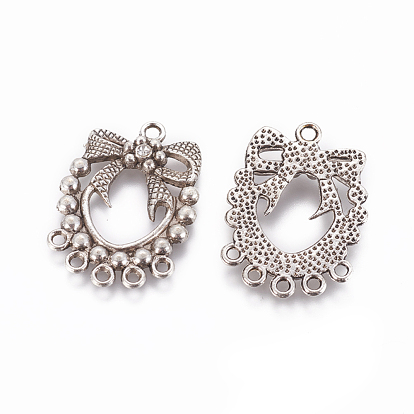 Alloy Links, with Crystal Rhinestone, Long-Lasting Plated, Nickel Free & Lead Free, Bowknot with Oval, 31x23x2.5mm, Hole: 2mm