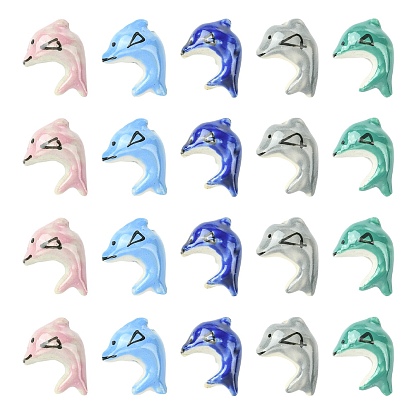 20шт 5 цвета фарфоровые бусины ручной работы, Famille выросли стиле, дельфин