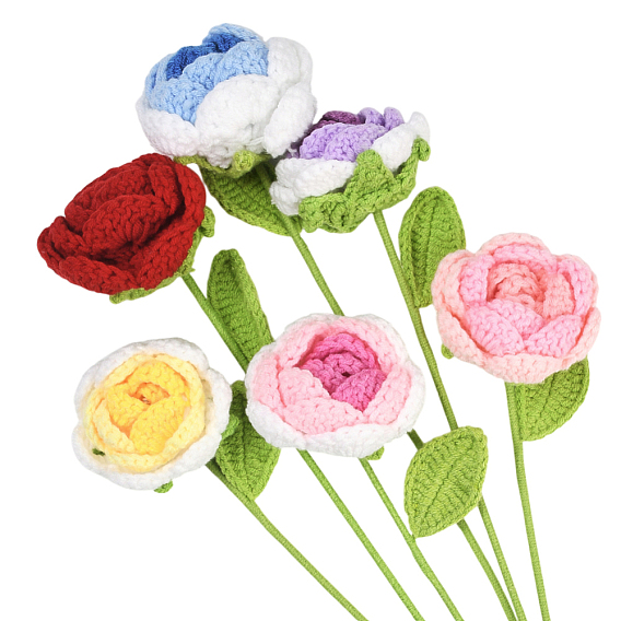 6 шт. 6 цвета вязаный крючком полиэстер искусственный цветок, с полиэтиленовым пакетом, для украшения свадебного дома
