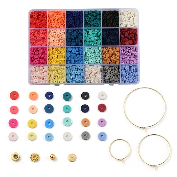 Наборы для изготовления серег-обруча своими руками, в том числе бусины хейши из полимерной глины ручной работы, 316 из нержавеющей стали бокал прелести кольца, дистанционные бусины из железа, сплава и латуни, гематитовые бусины