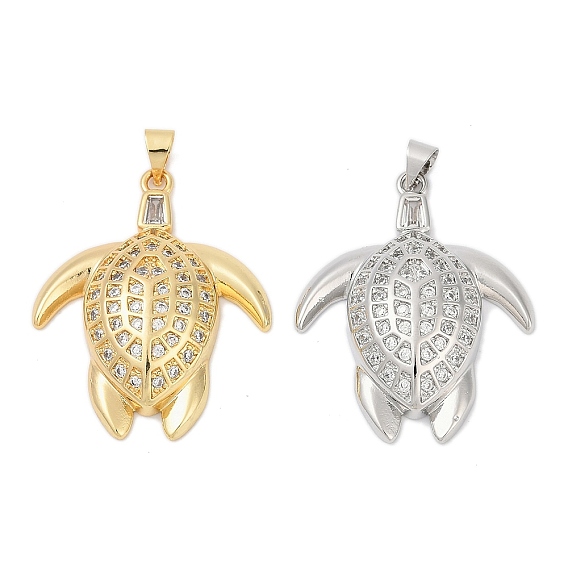 Латунные микро проложить кубического циркония подвески, без кадмия и без свинца, прелести морской черепахи