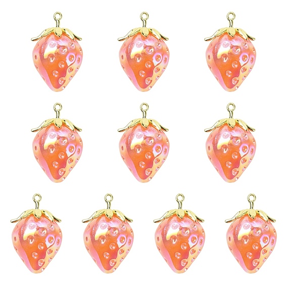 Подвески из смолы, с латунной найти, клубника