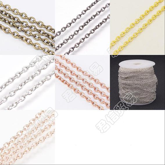 7Cadenas de cable de hierro de colores, para la fabricación de la joyería diy, con carrete de plástico, sin soldar, oval