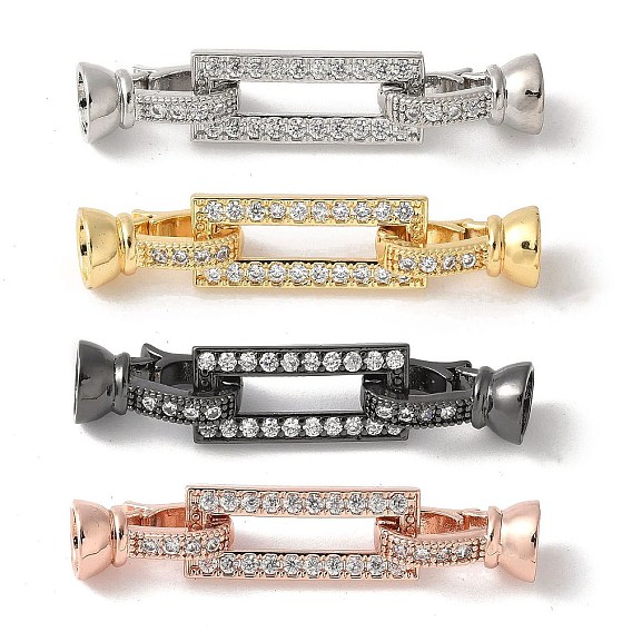 Латунный паве из прозрачного кубического циркония с застежками, без свинца и без кадмия, долговечный, стойки покрытие, прямоугольные