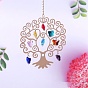 Glass Pendant Decorations, Hanging Suncatchers, with Iron Charm, for Home Garden Decorations, Tree of Life/Heart