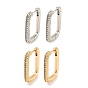 Серьги-кольца из латуни с цирконием, прямоугольные