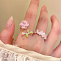 Alloy Enamel Cuff Open Rings for Women, Flower