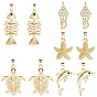 10 шт 5 стили латунные подвески из микропаве с фианитом, разнообразные