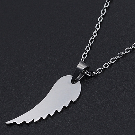 201 Stainless Steel Pendant Necklaces, with Cable Chains and Lobster Claw Clasps, Wing