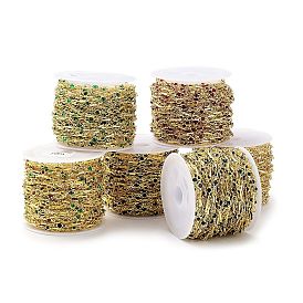 Chaînes à maillons ronds et plats en zircone cubique, avec de véritables 18 k pièces en laiton plaqué or, soudé, avec bobine