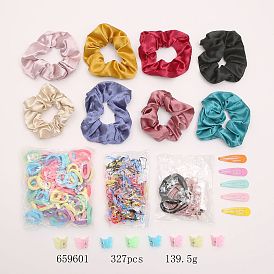 Minimalist Elastic Hair Ties with Metal Pearl Clips - Creative Set for Women's Hairstyles