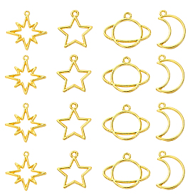 20 шт 4 стиль сплава подвески с открытой задней лицевой панелью, для diy уф смолы, эпоксидная смола, Прессованные цветочные украшения, без кадмия и без свинца, планета и звезда и луна