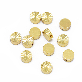 Rack Plating Brass Beads, Long-Lasting Plated, Flat Round, Real 24K Gold Plated