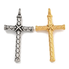 304 Stainless Steel Big Pendants,  Cross Charm