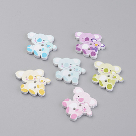 2-Hole Printed Wooden Buttons, Dyed, Koala
