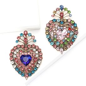 Heart Alloy Rhinestone Brooches for Backpack Clothes