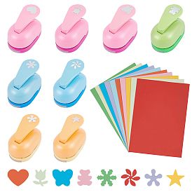 8шт. 8цвета, дыроколы из АБС-пластика и сплава для скрапбукинга и бумажного творчества, бумажные формочек, с 50шт. 10 цветов крафт-бумаги