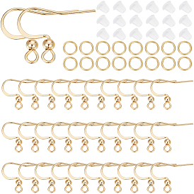 120шт. 304 французские крючки для сережек из нержавеющей стали с шариком, с соединительными кольцами 120шт. и пластиковыми ушными гайками 120шт.