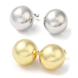 Brass Stud Earrings, Round Ball