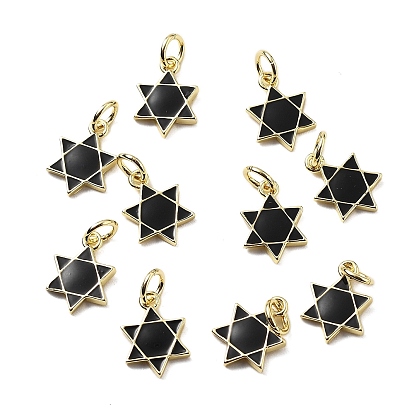 Латунь эмаль прелести, звезда Дэвида Шарма, с целью перехода в кольце, стойки покрытие, долговечный, без свинца и без кадмия, реальный 18 k позолоченный