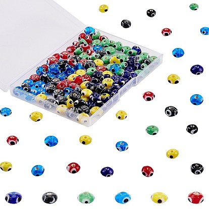 Olycraft Evil Eye Lampwork Beads, Rondelle