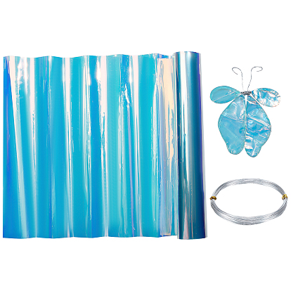 Clear Glitter PET Vinyl Fabrics Cellophane, Dazzling Magic Mirror Effect, with Aluminum Wire