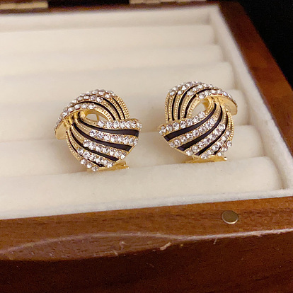 Серьги-гвоздики с прозрачным паве из латуни с кубическим цирконием, твист